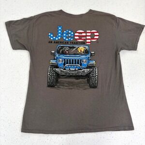 Mens L JEDCO Jeep T-Shirt Dog Wrangler American Tradition Graphic‎ Tee